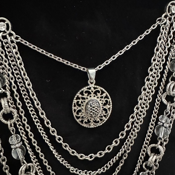 Vintage Multi layer chain and stone necklace. - Picture 3 of 7